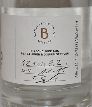 Etikett Apfelbrand im Eichenfass - Manufaktur Broch