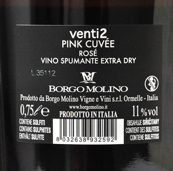 Etikett Prosecco Spumante Veneto Gold Rosé Extra Dry - Terre Nardin