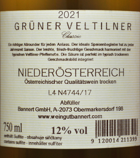 Etikett Grüner Veltliner